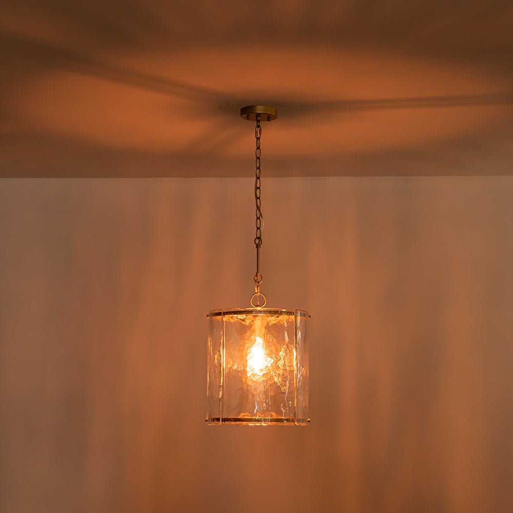 Hanglamp Glas Cilindervormig Kooi Metaal Transparant Geribbeld Water Textuur Keukenlamp Eetkamer Woonkamer | Sulvida