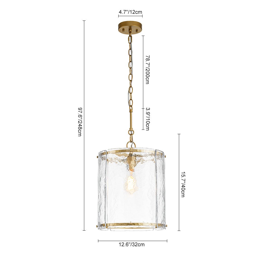 Hanglamp Glas Cilindervormig Kooi Metaal Transparant Geribbeld Water Textuur Keukenlamp Eetkamer Woonkamer | Sulvida