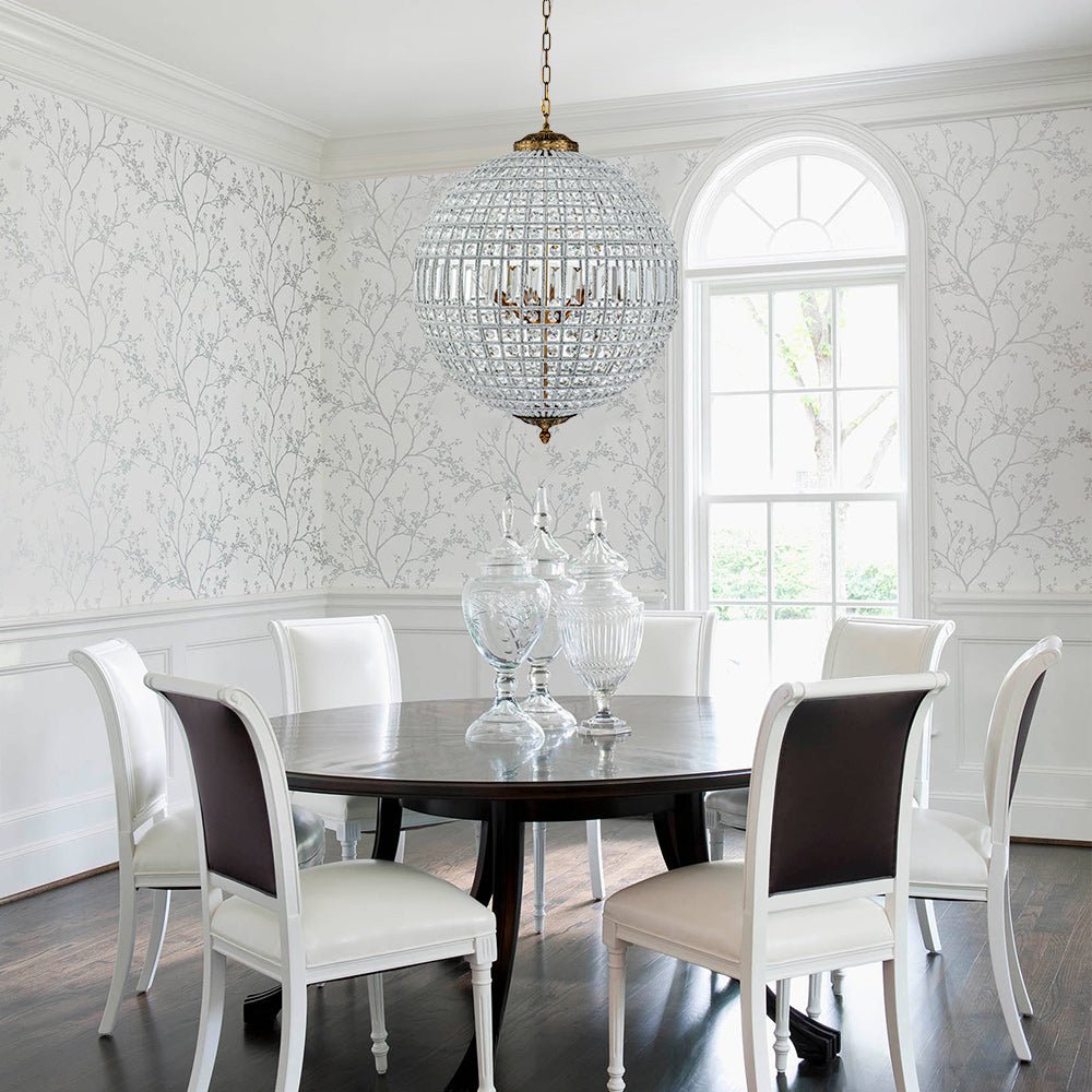 Kristallen Bolkroonluchter Antiek Messing Orbit Hanglamp Glas Verstelbare Ketting Klassiek Interieur | Sulvida