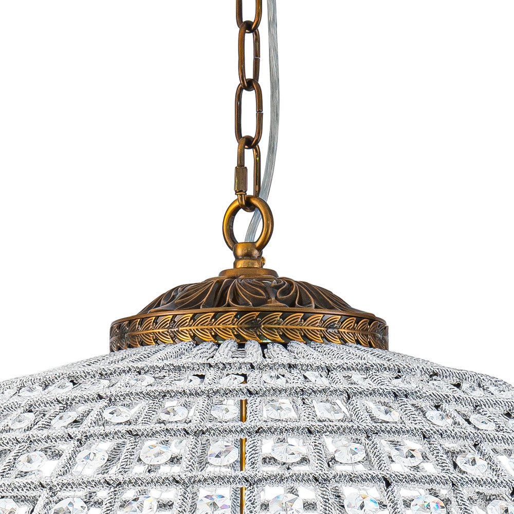 Kristallen Bolkroonluchter Antiek Messing Orbit Hanglamp Glas Verstelbare Ketting Klassiek Interieur | Sulvida
