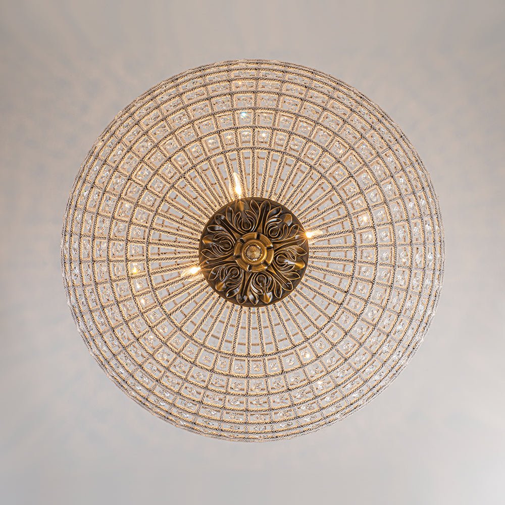 Kristallen Bolkroonluchter Antiek Messing Orbit Hanglamp Glas Verstelbare Ketting Klassiek Interieur | Sulvida