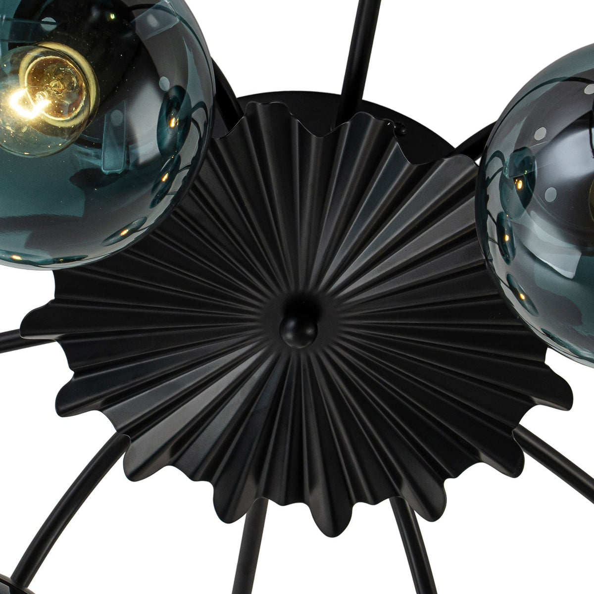 Plafondlamp 12 Lichtpunten Blauwe Glazen Bollen Verguld Sputnik Design Kroonluchter Luxe Woonkamer Interieur | Sulvida