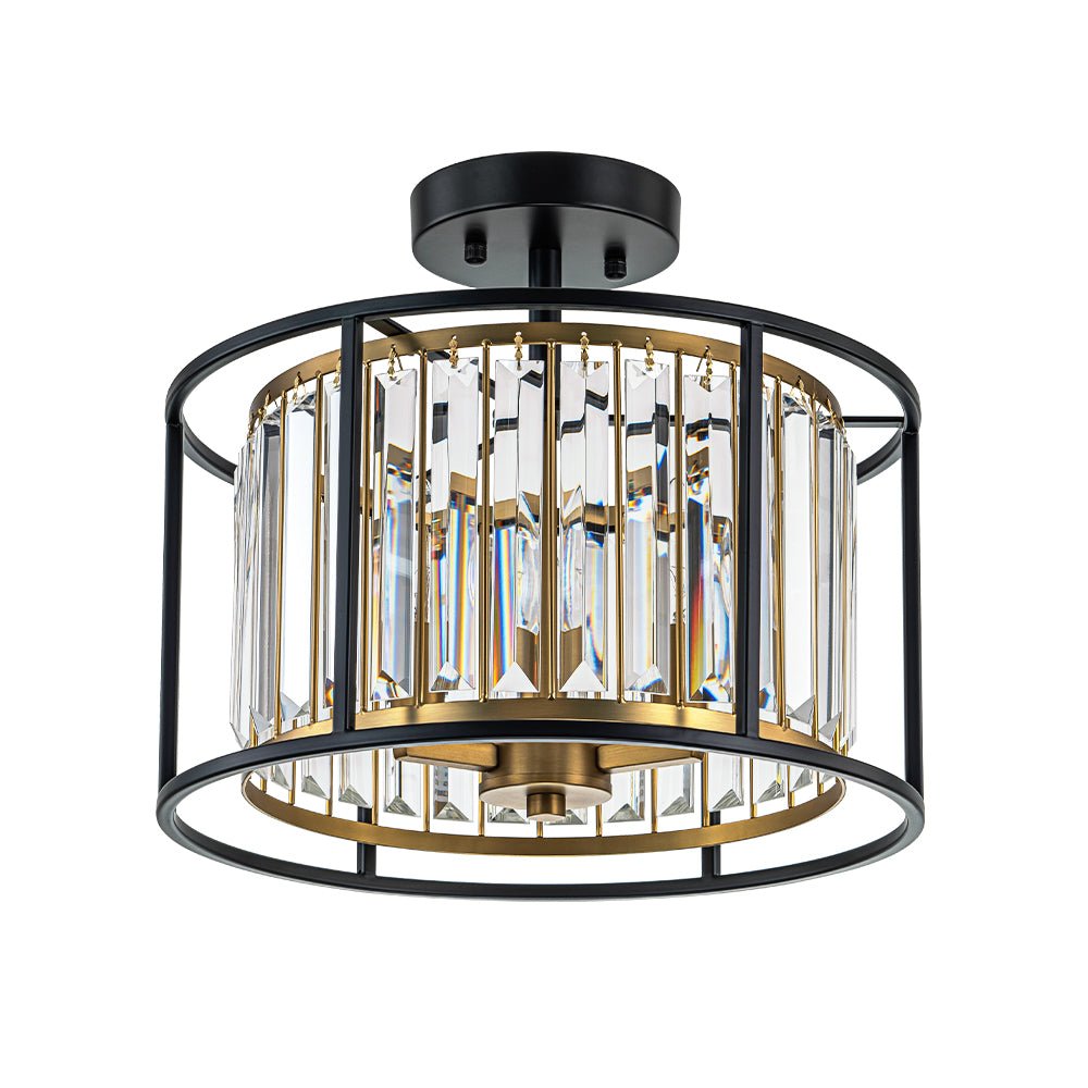 Plafondlamp Kristal Zwart Messing 3 Lichts Design Entree Keuken Woonkamer Eetkamer Slaapkamer Interieur | Sulvida