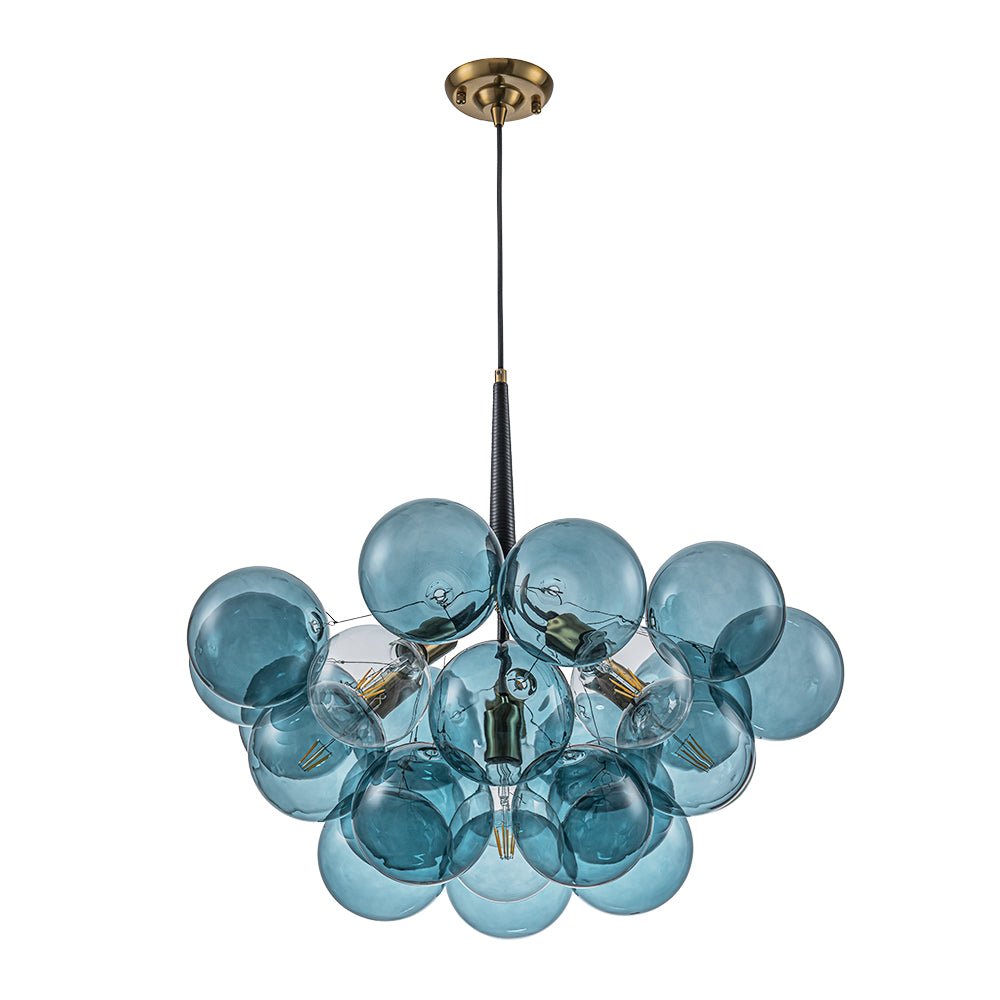 Glazen Hanglamp Blauw met Messing en Zwart voor Eetkamer Woonkamer Hal Slaapkamer LED Sfeerverlichting | Sulvida