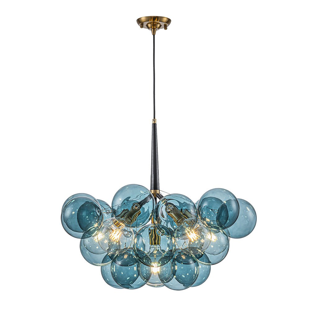 Glazen Hanglamp Blauw met Messing en Zwart voor Eetkamer Woonkamer Hal Slaapkamer LED Sfeerverlichting | Sulvida