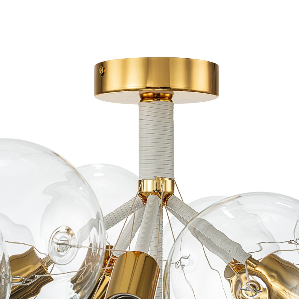 Glazen Bubble Kroonluchter Semi-Plafond Montage Moderne Verlichting Zwart Wit Goud Transparant Bol Sfeer | Sulvida