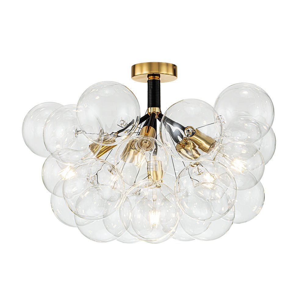 Glazen Bubble Kroonluchter Semi-Plafond Montage Moderne Verlichting Zwart Wit Goud Transparant Bol Sfeer | Sulvida