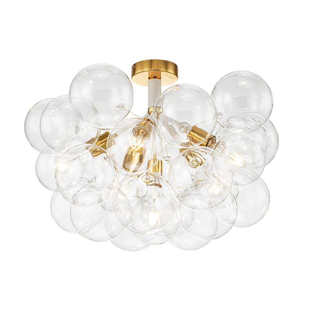 Glazen Bubble Kroonluchter Semi-Plafond Montage Moderne Verlichting Zwart Wit Goud Transparant Bol Sfeer | Sulvida