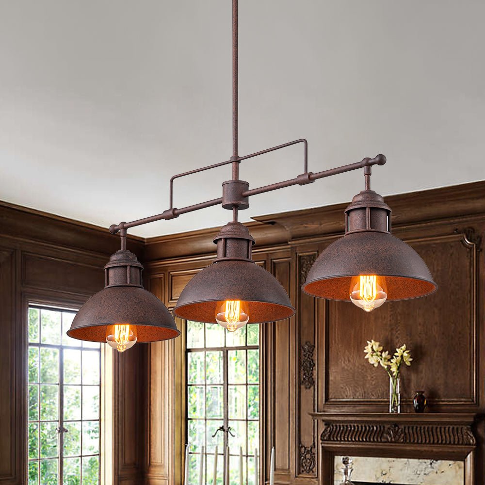 Metalen Hanglamp 3-Lichts Koepel Landelijk Industrieel E26/E27 Fitting Verstelbaar Eettafel Keuken Woonkamer | Sulvida