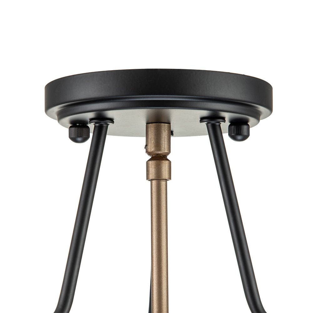Semi-plafondlamp glas 3-lichts zwart messing ronde drum voor hal keuken slaapkamer E12 fitting modern design | Sulvida