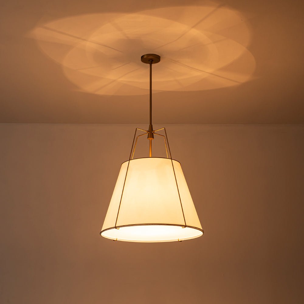Hanglamp Conisch Stof Vierlicht Messing Wit Zwart Eetkamer Woonkamer Modern Landelijk Stijlvol Design | Sulvida