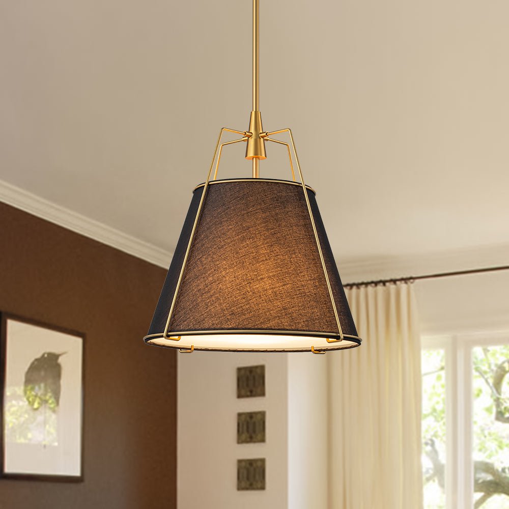 Hanglamp Conisch Stof Vierlicht Messing Wit Zwart Eetkamer Woonkamer Modern Landelijk Stijlvol Design | Sulvida