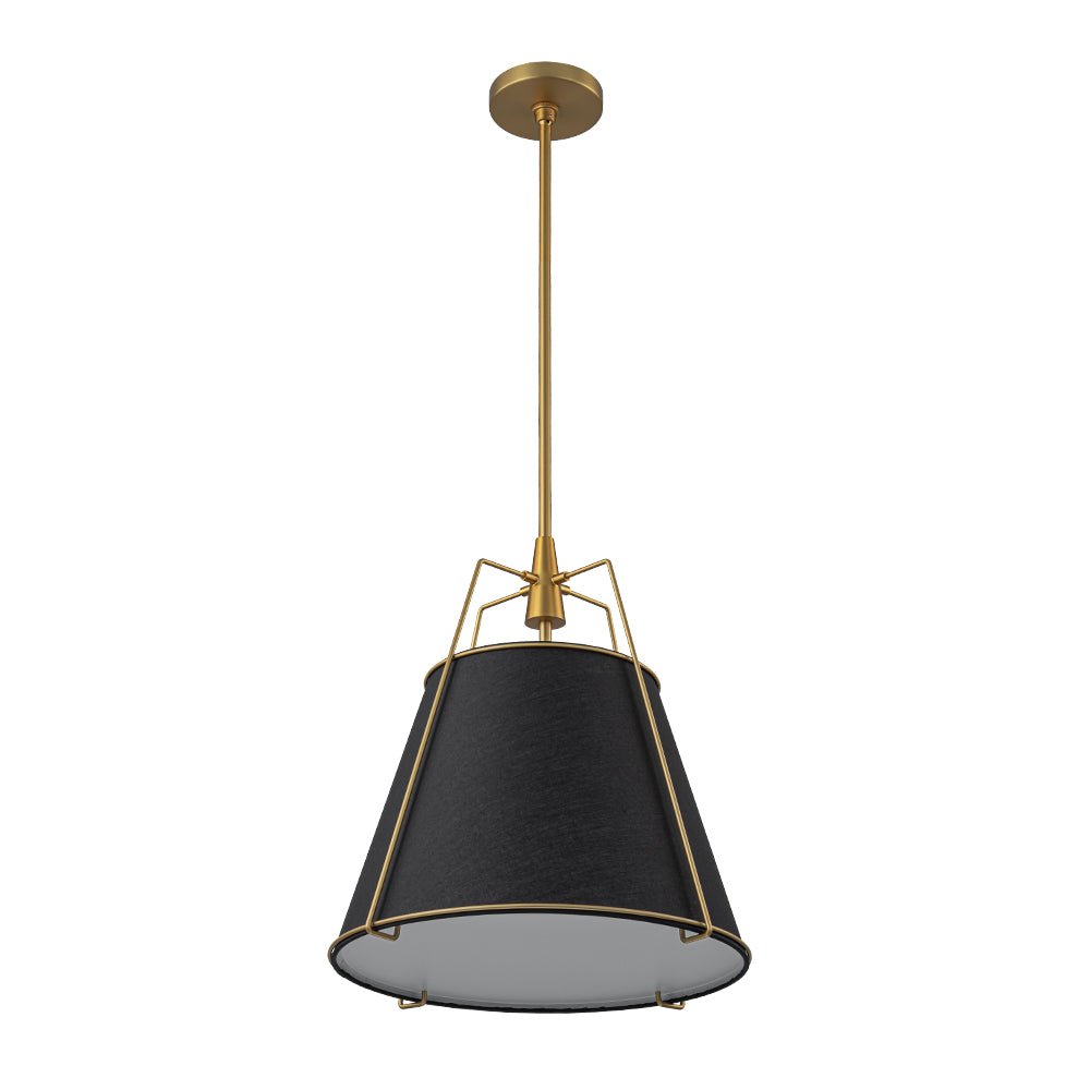 Hanglamp Conisch Stof Vierlicht Messing Wit Zwart Eetkamer Woonkamer Modern Landelijk Stijlvol Design | Sulvida