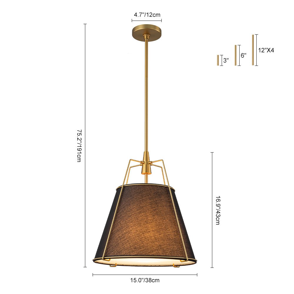 Hanglamp Conisch Stof Vierlicht Messing Wit Zwart Eetkamer Woonkamer Modern Landelijk Stijlvol Design | Sulvida