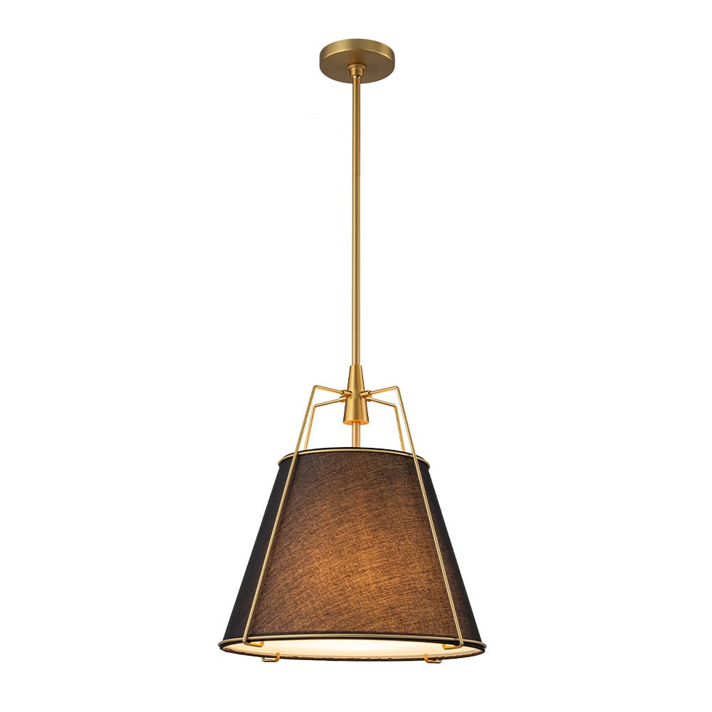 Hanglamp Conisch Stof Vierlicht Messing Wit Zwart Eetkamer Woonkamer Modern Landelijk Stijlvol Design | Sulvida