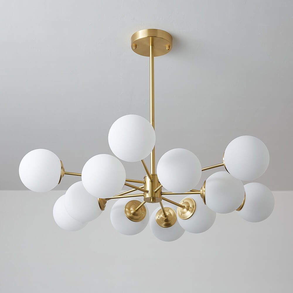 Sputnik Kroonluchter met 12 Glazen Bollen Messing Afwerking Moderne Verlichting E26/E27 110-130V Hanglamp | Sulvida