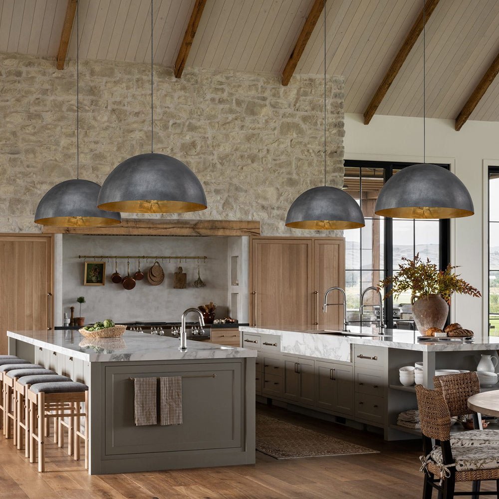 Metalen Koepel Hanglamp Zwart Staal Oversized Design Industrieel Goud Binnenzijde Nordic Stijl Verlichting | Sulvida
