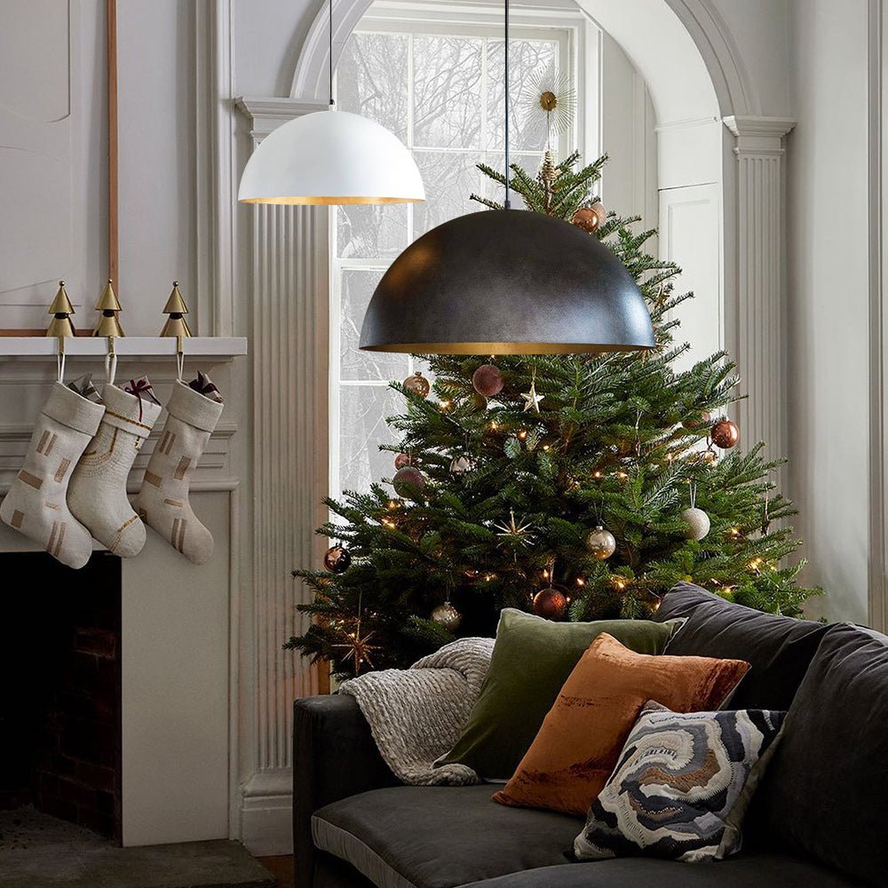 Metalen Koepel Hanglamp Zwart Staal Oversized Design Industrieel Goud Binnenzijde Nordic Stijl Verlichting | Sulvida