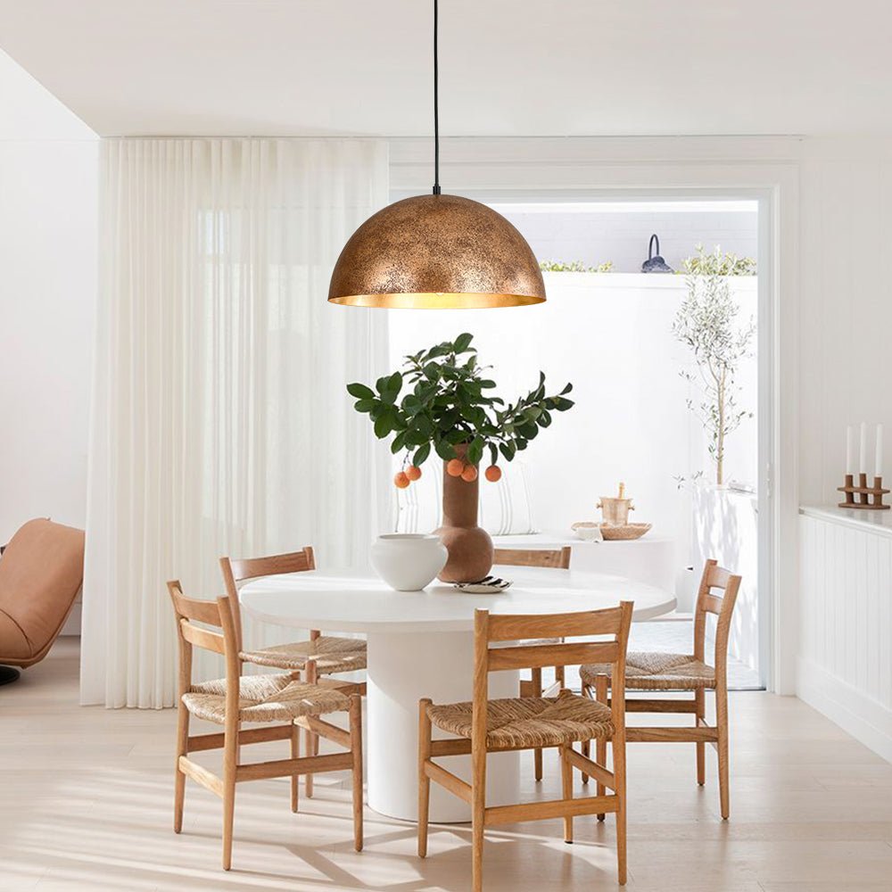 Metalen Koepel Hanglamp Zwart Staal Oversized Design Industrieel Goud Binnenzijde Nordic Stijl Verlichting | Sulvida