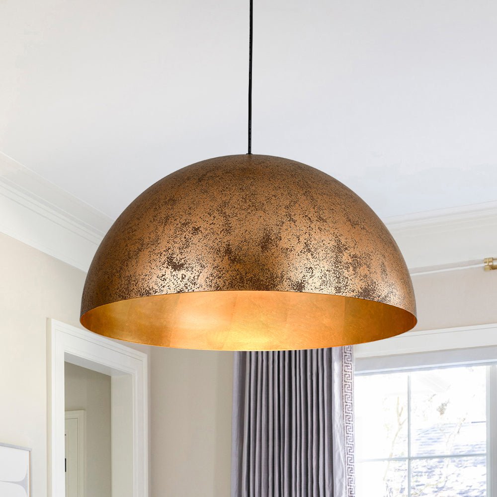 Metalen Koepel Hanglamp Zwart Staal Oversized Design Industrieel Goud Binnenzijde Nordic Stijl Verlichting | Sulvida