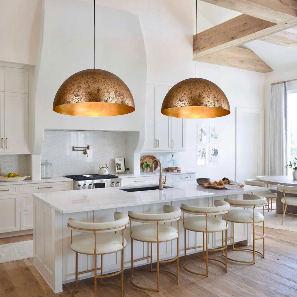 Metalen Koepel Hanglamp Zwart Staal Oversized Design Industrieel Goud Binnenzijde Nordic Stijl Verlichting | Sulvida