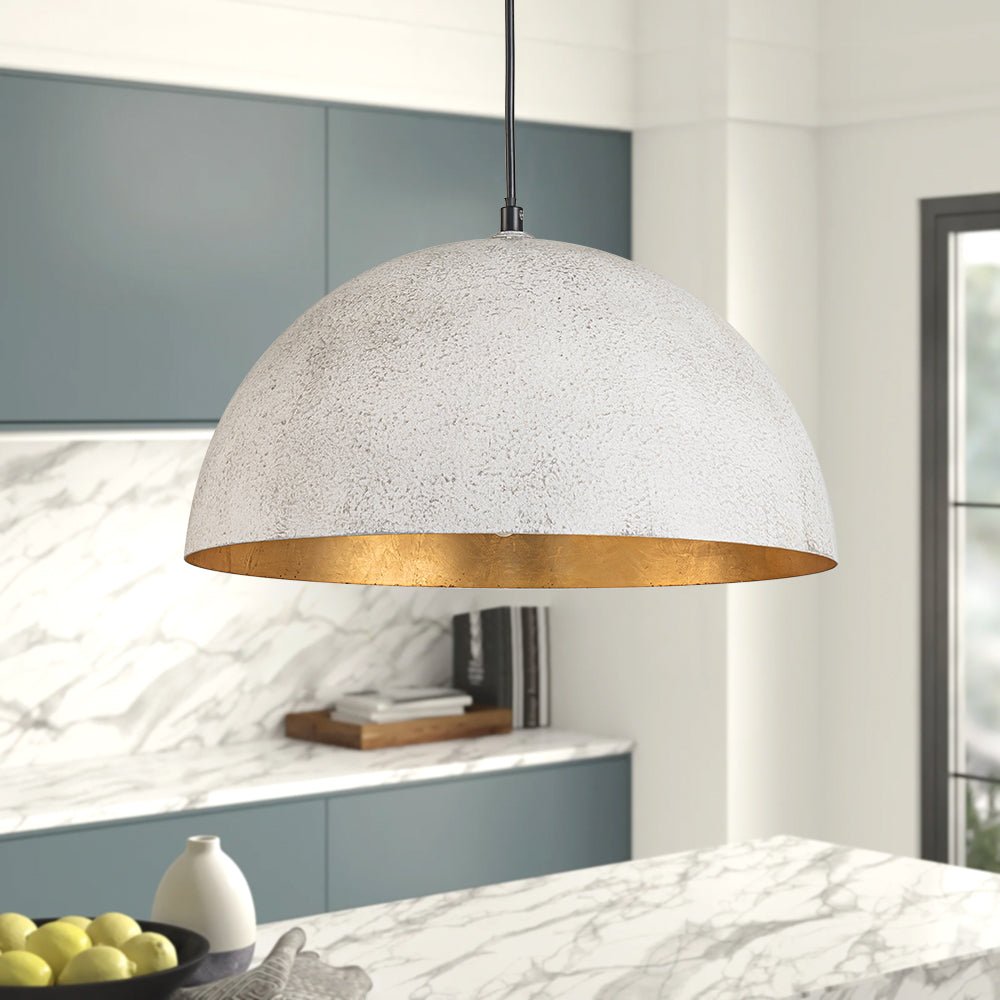 Metalen Koepel Hanglamp Zwart Staal Oversized Design Industrieel Goud Binnenzijde Nordic Stijl Verlichting | Sulvida