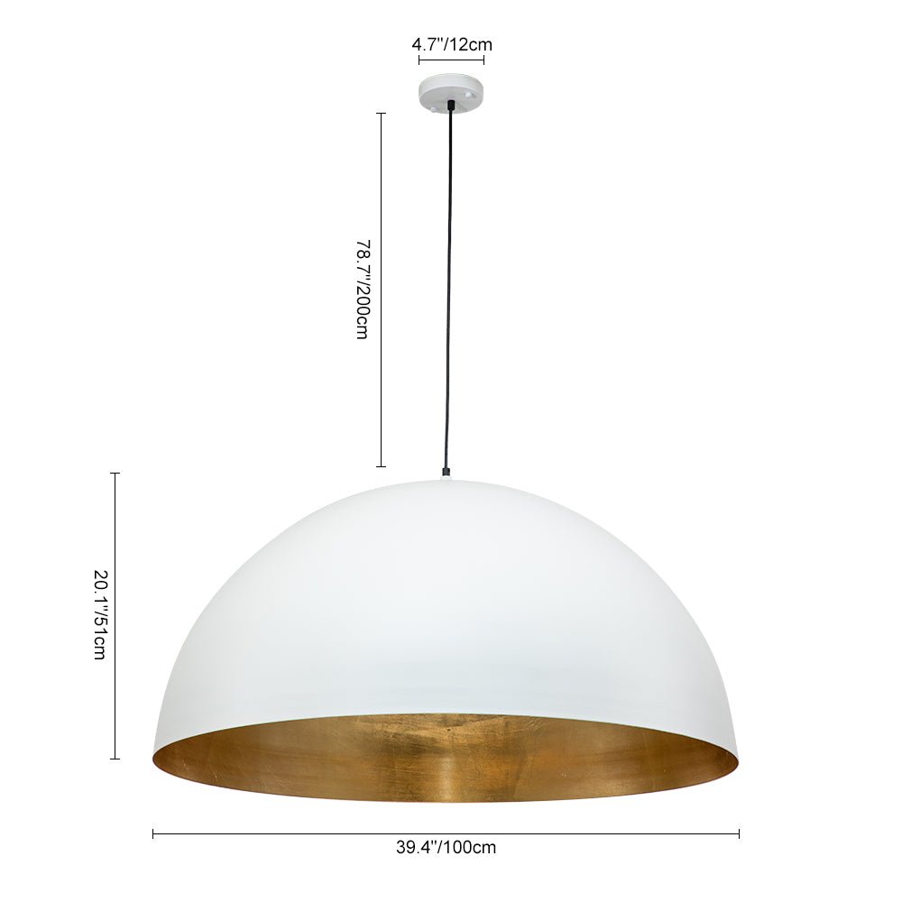Metalen Koepel Hanglamp Zwart Staal Oversized Design Industrieel Goud Binnenzijde Nordic Stijl Verlichting | Sulvida
