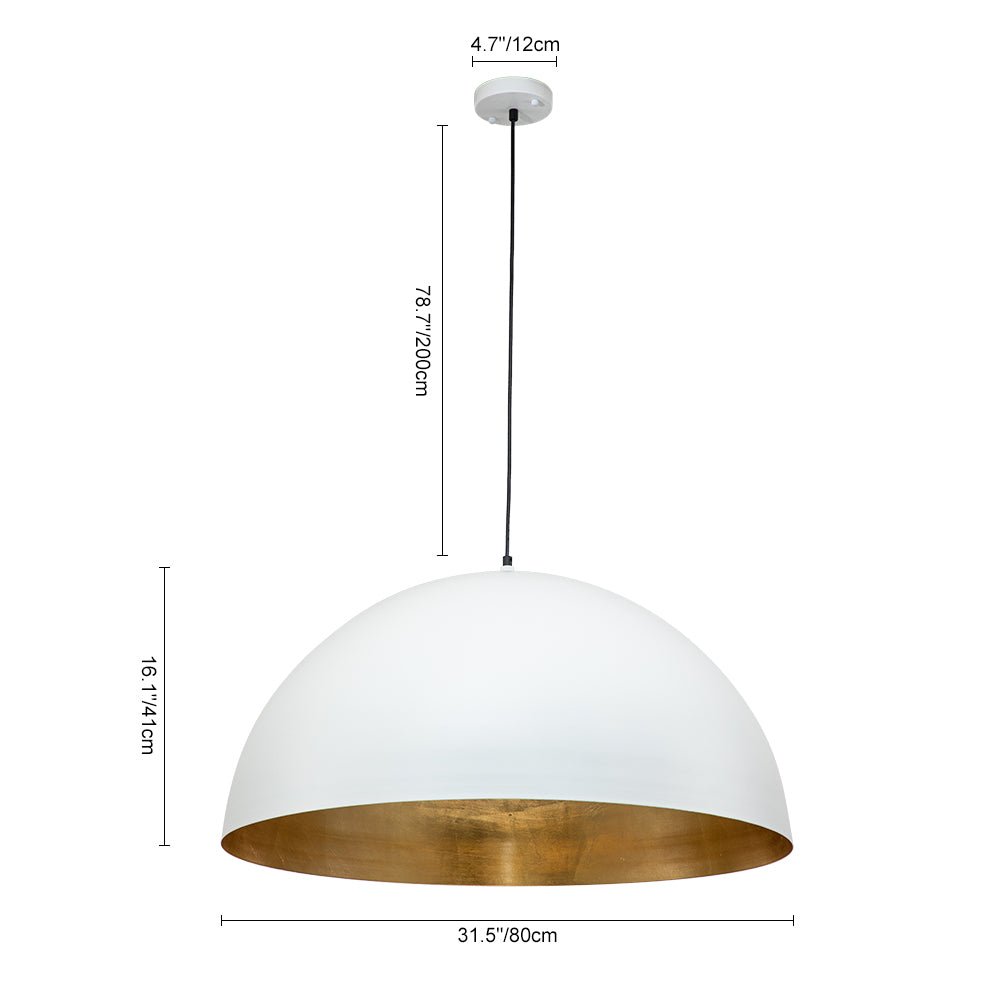 Metalen Koepel Hanglamp Zwart Staal Oversized Design Industrieel Goud Binnenzijde Nordic Stijl Verlichting | Sulvida