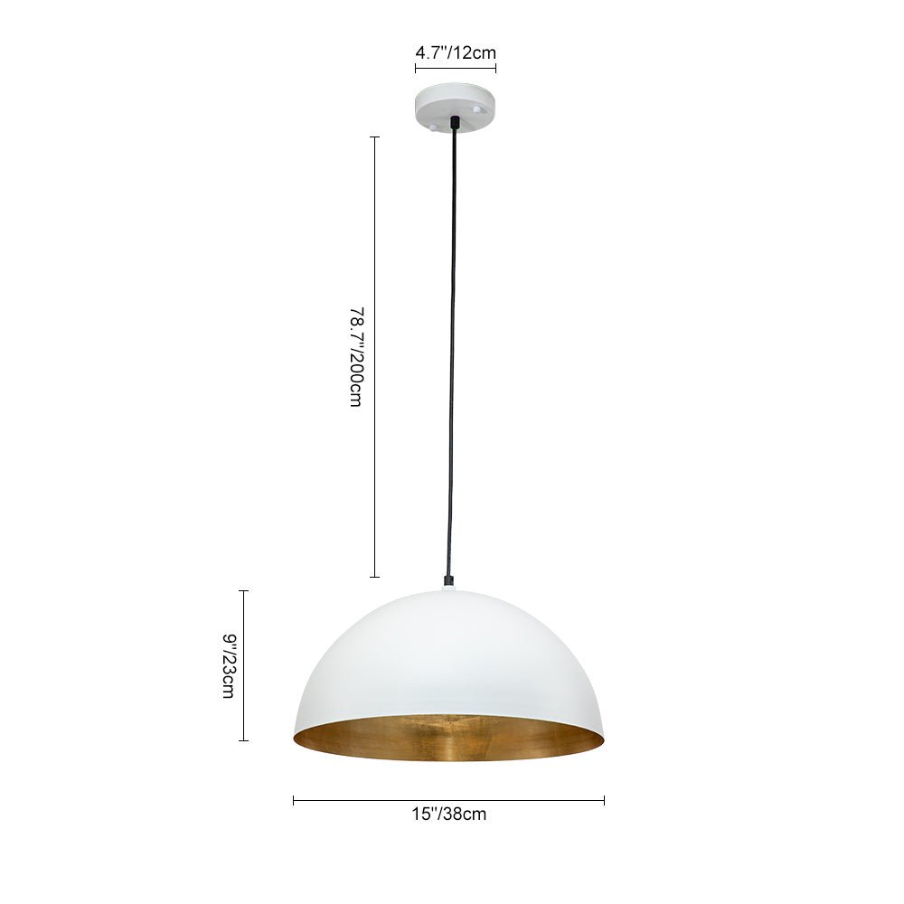 Metalen Koepel Hanglamp Zwart Staal Oversized Design Industrieel Goud Binnenzijde Nordic Stijl Verlichting | Sulvida