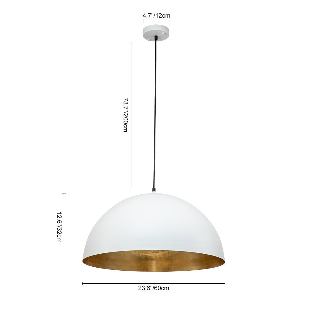 Metalen Koepel Hanglamp Zwart Staal Oversized Design Industrieel Goud Binnenzijde Nordic Stijl Verlichting | Sulvida