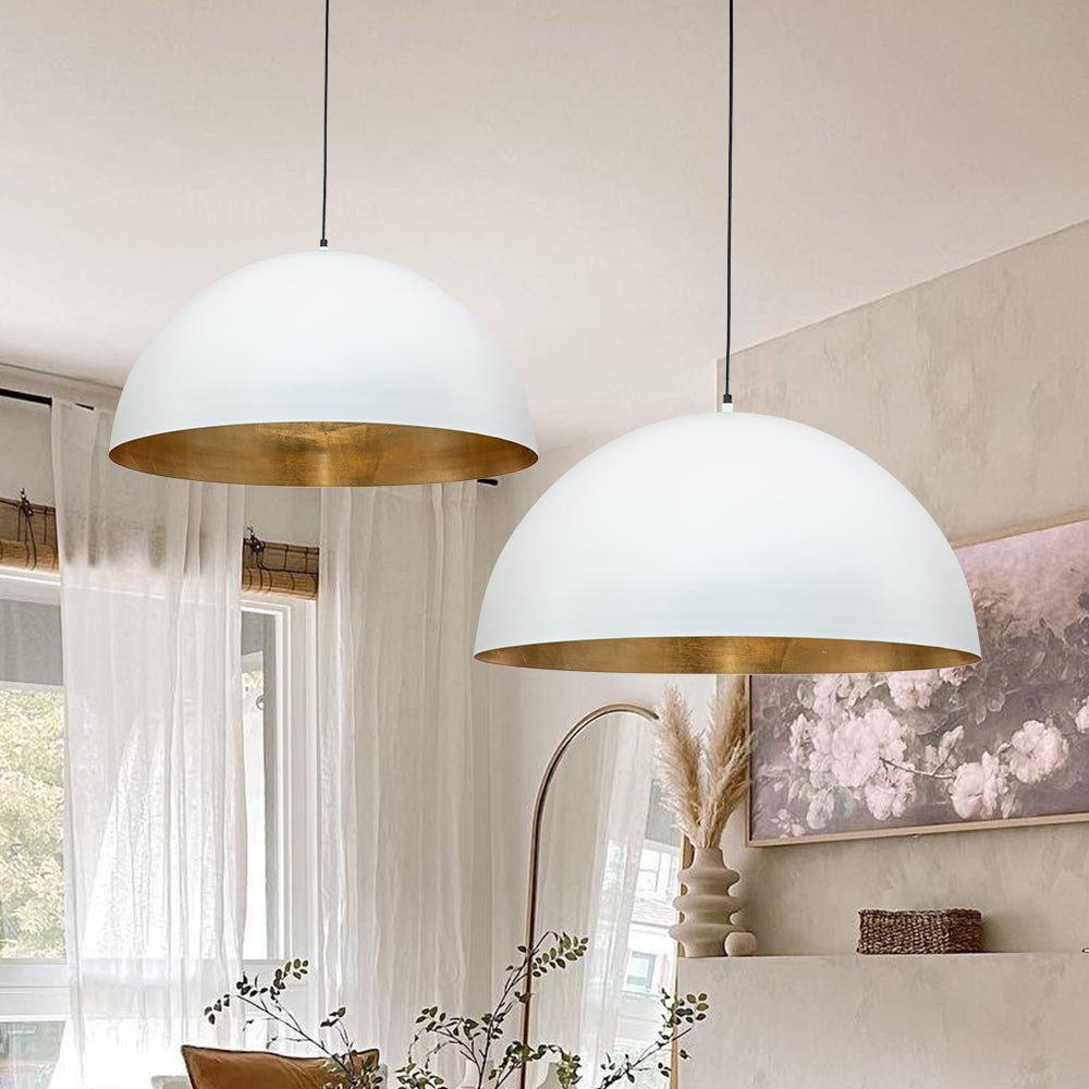 Metalen Koepel Hanglamp Zwart Staal Oversized Design Industrieel Goud Binnenzijde Nordic Stijl Verlichting | Sulvida