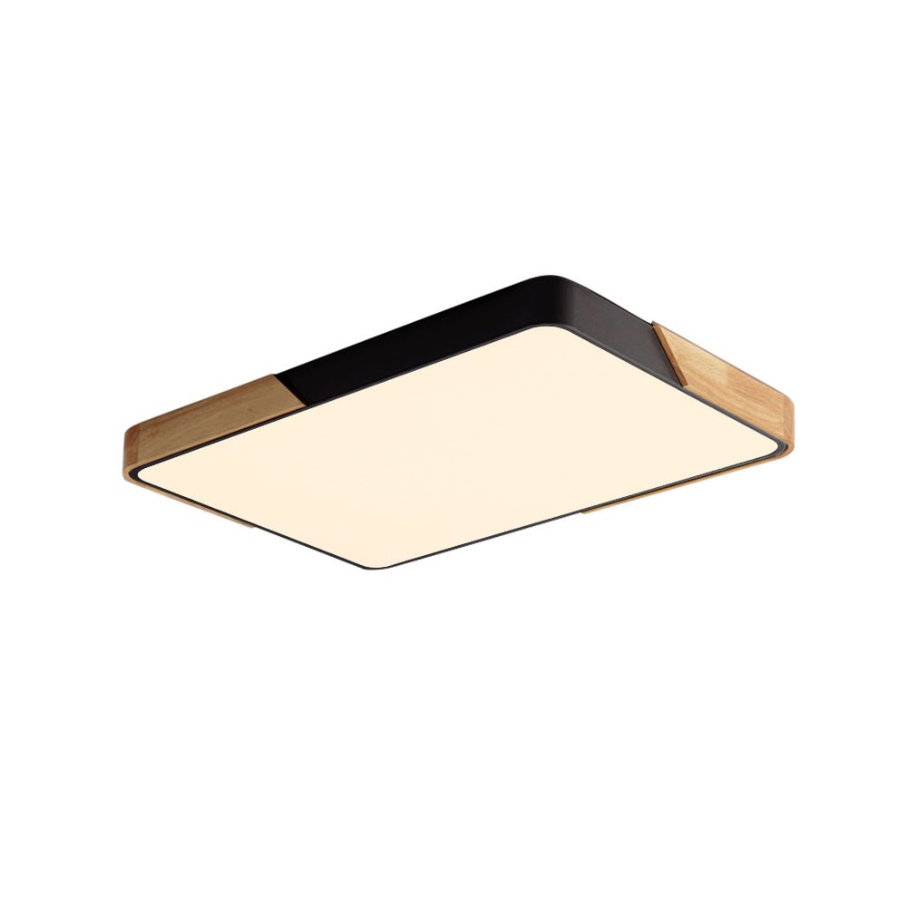 Rechthoekige LED Plafondlamp 88×62cm Dimbaar met Hout Accenten voor Keuken Woonkamer Slaapkamer Studeerkamer | Sulvida