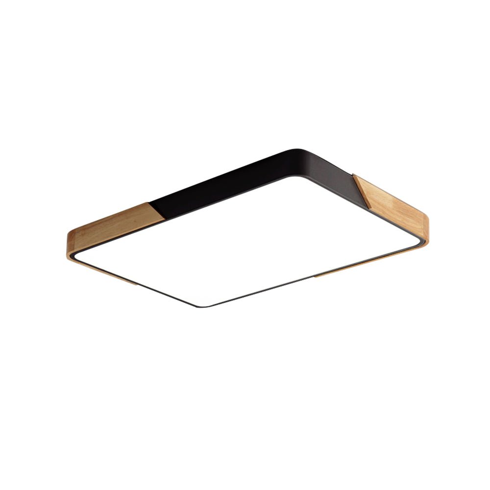 Rechthoekige LED Plafondlamp 88×62cm Dimbaar met Hout Accenten voor Keuken Woonkamer Slaapkamer Studeerkamer | Sulvida