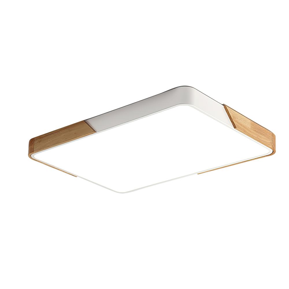Rechthoekige LED Plafondlamp 88×62cm Dimbaar met Hout Accenten voor Keuken Woonkamer Slaapkamer Studeerkamer | Sulvida