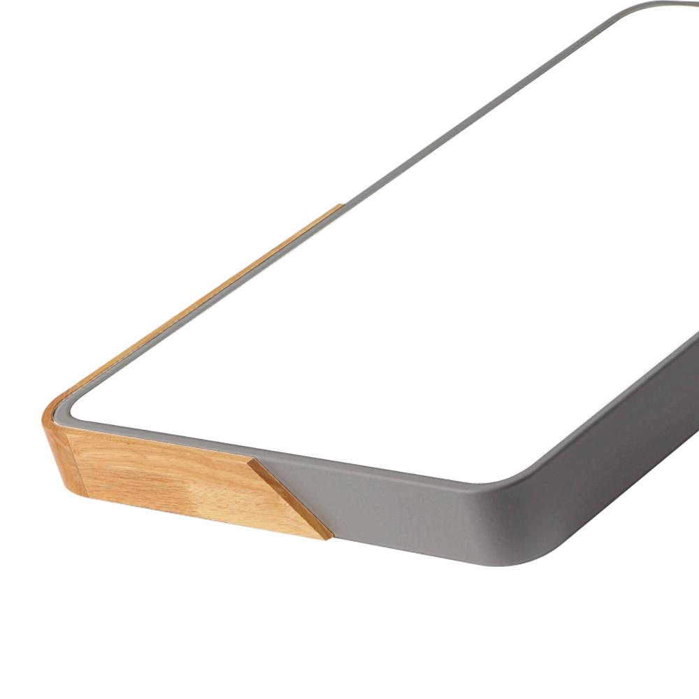 Rechthoekige LED Plafondlamp 88×62cm Dimbaar met Hout Accenten voor Keuken Woonkamer Slaapkamer Studeerkamer | Sulvida