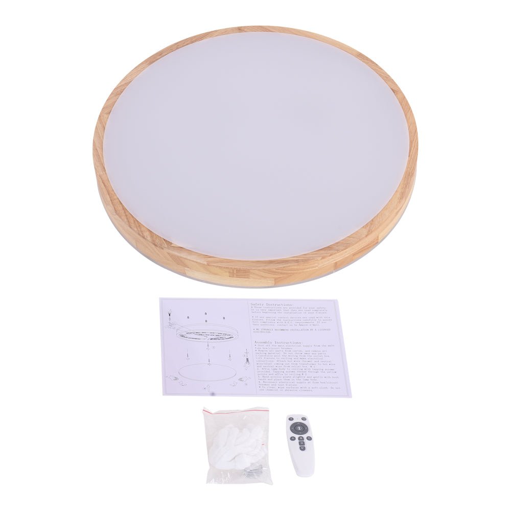 Ronde houten plafondlamp LED ultradun met 5 kleuren lichttemperaturen plafondverlichting modern dimbaar | Sulvida