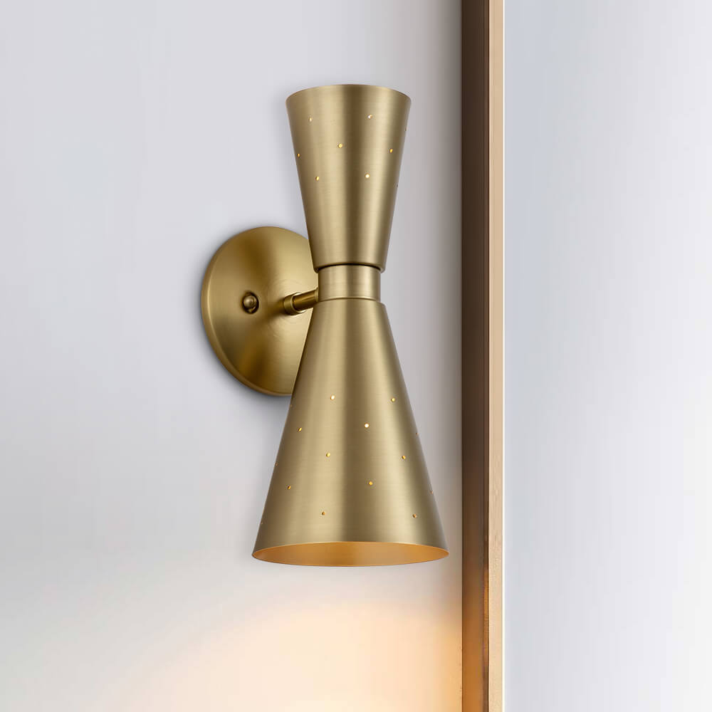 Dubbele Zandloper Wandlamp Metaal Messing Nikkel Modern Geperforeerd Design E12 E14 Fitting 2 Lichtpunten | Sulvida