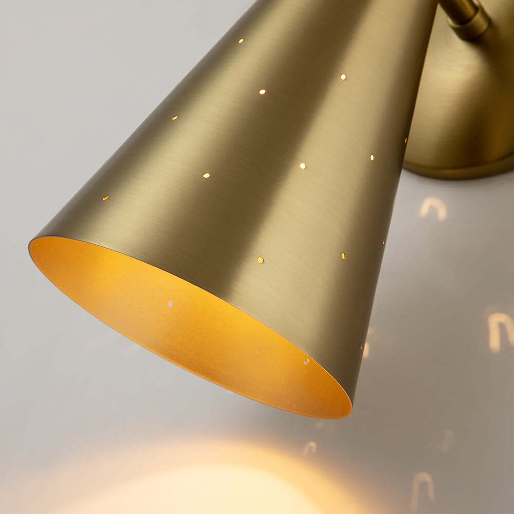 Dubbele Zandloper Wandlamp Metaal Messing Nikkel Modern Geperforeerd Design E12 E14 Fitting 2 Lichtpunten | Sulvida