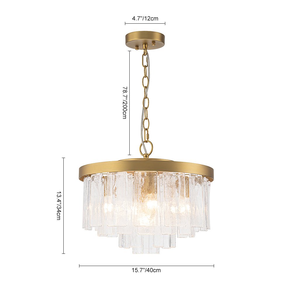 Gelaagde Plafondlamp Glas Rond Semi-Flush Vijf Lichtpunten Messing Zwart Nikkel Brons Design Eetkamer Woonkamer | Sulvida