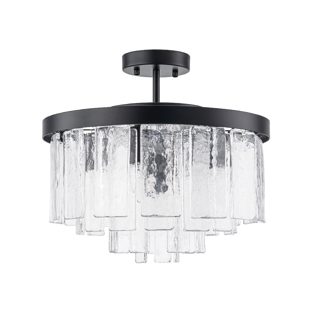 Gelaagde Plafondlamp Glas Rond Semi-Flush Vijf Lichtpunten Messing Zwart Nikkel Brons Design Eetkamer Woonkamer | Sulvida