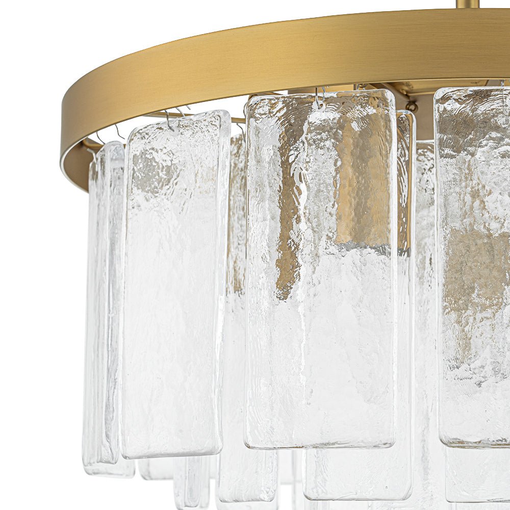 Gelaagde Plafondlamp Glas Rond Semi-Flush Vijf Lichtpunten Messing Zwart Nikkel Brons Design Eetkamer Woonkamer | Sulvida