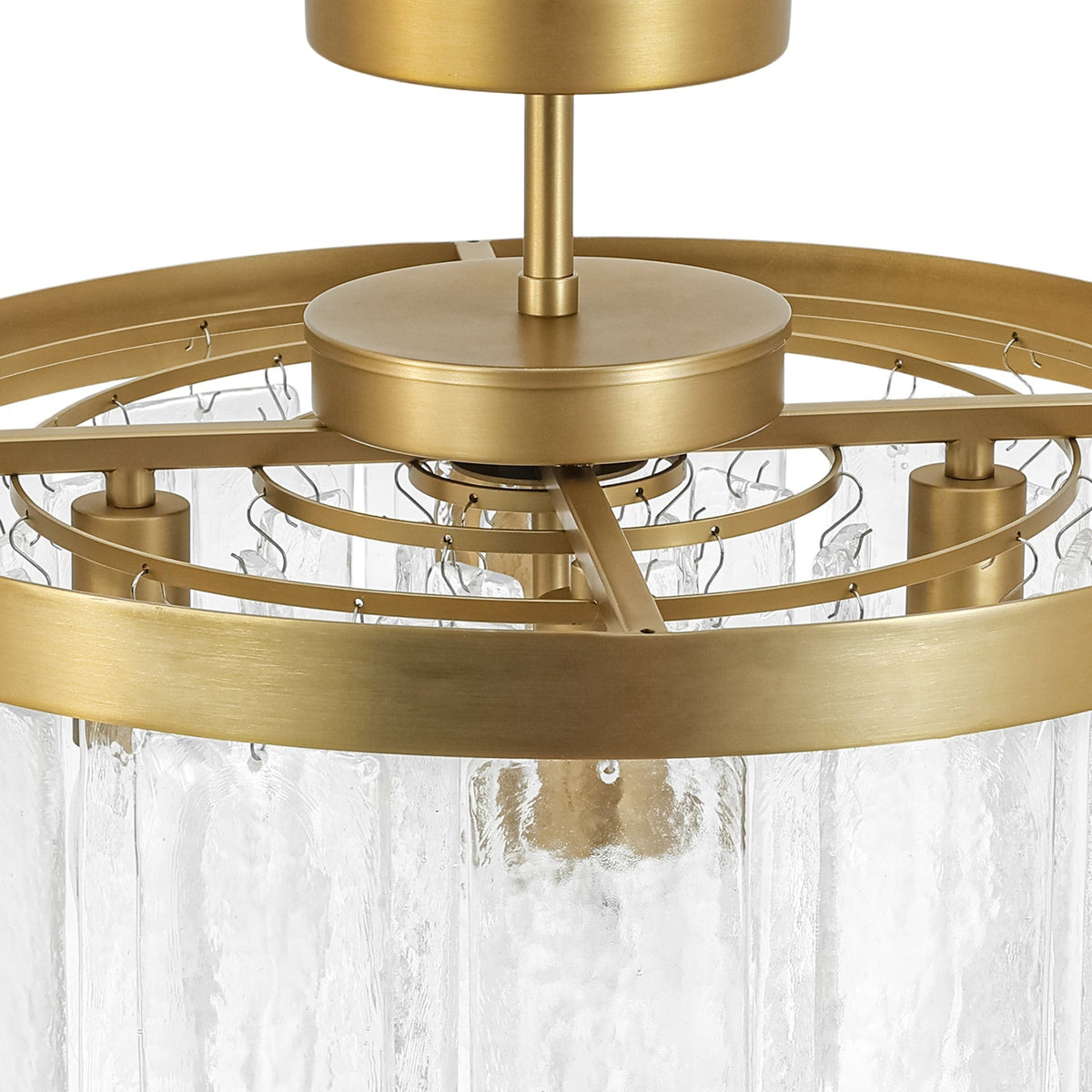 Gelaagde Plafondlamp Glas Rond Semi-Flush Vijf Lichtpunten Messing Zwart Nikkel Brons Design Eetkamer Woonkamer | Sulvida