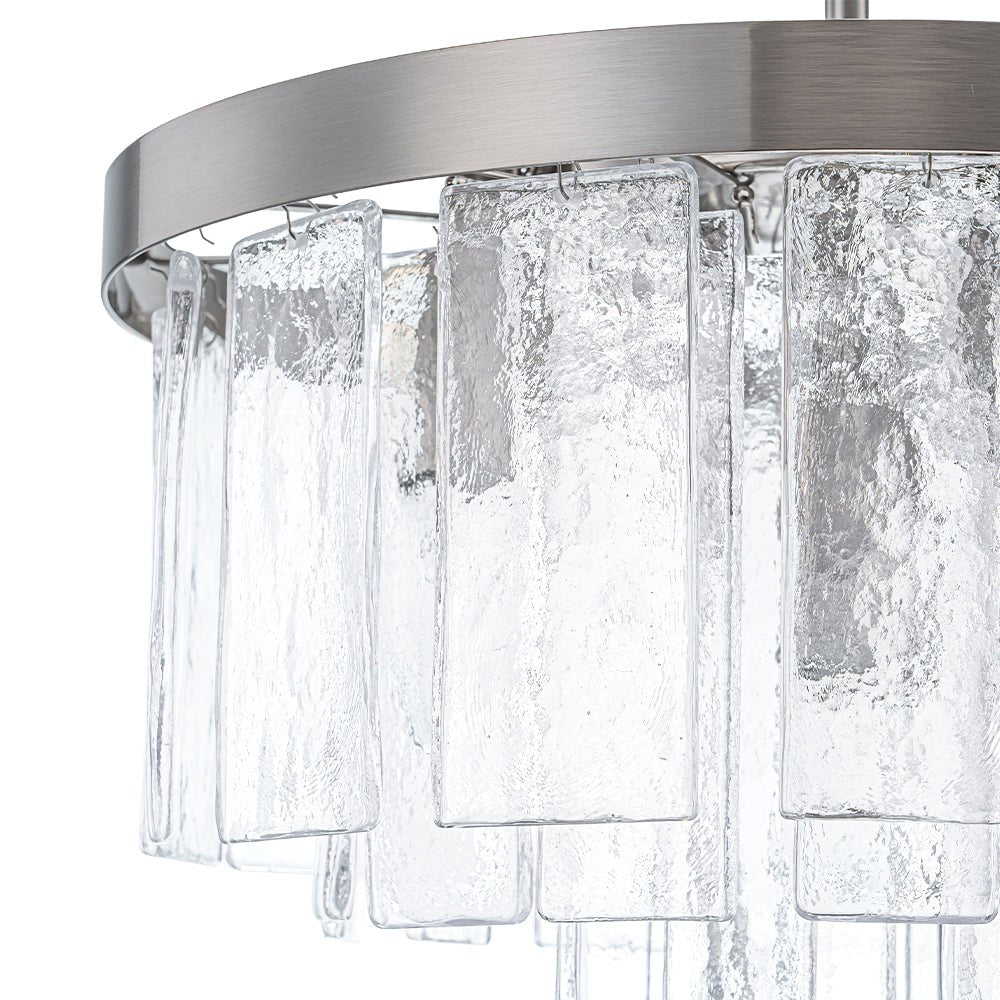 Gelaagde Plafondlamp Glas Rond Semi-Flush Vijf Lichtpunten Messing Zwart Nikkel Brons Design Eetkamer Woonkamer | Sulvida