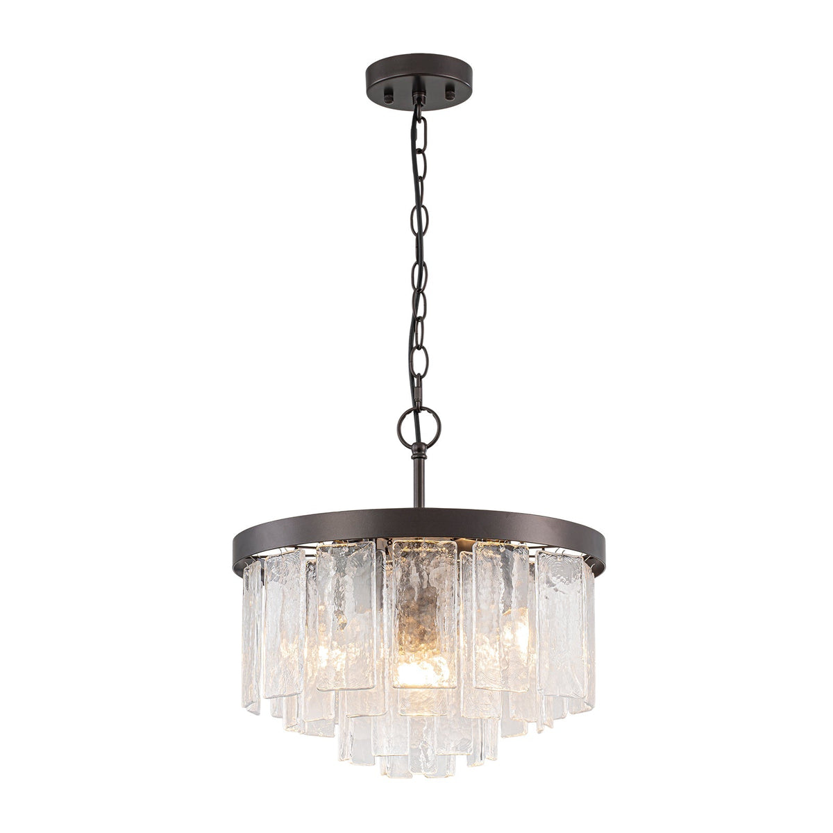 Gelaagde Plafondlamp Glas Rond Semi-Flush Vijf Lichtpunten Messing Zwart Nikkel Brons Design Eetkamer Woonkamer | Sulvida