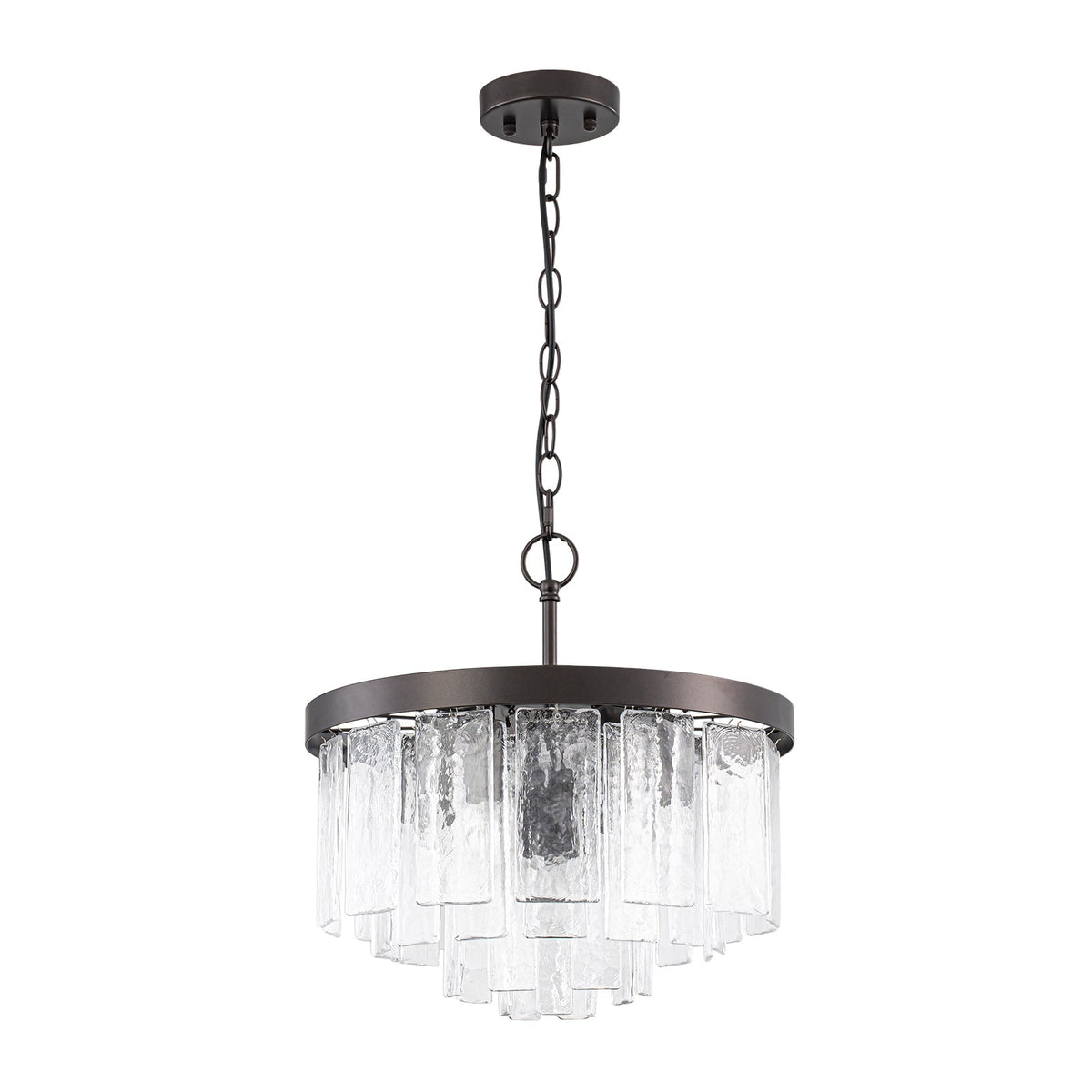 Gelaagde Plafondlamp Glas Rond Semi-Flush Vijf Lichtpunten Messing Zwart Nikkel Brons Design Eetkamer Woonkamer | Sulvida
