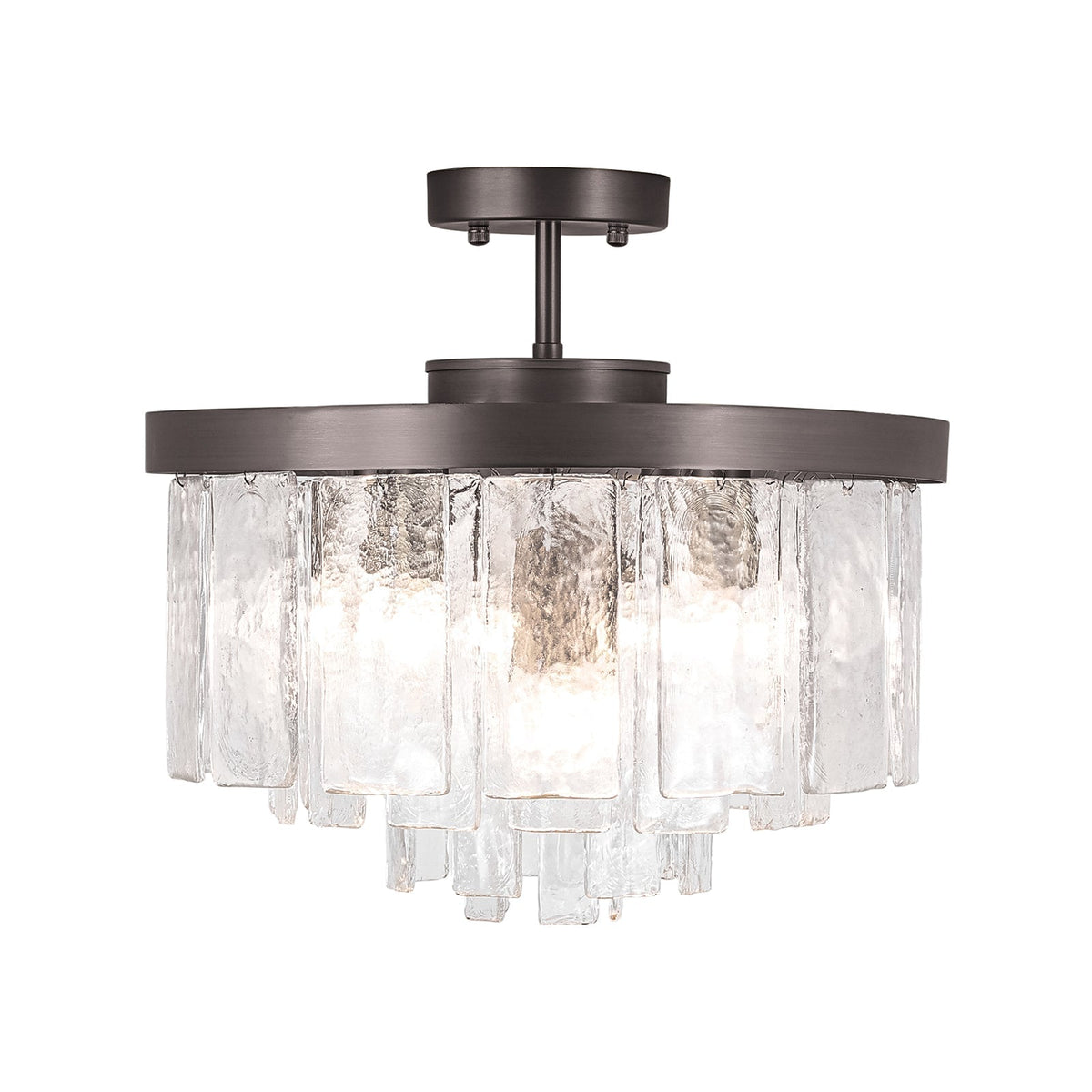 Gelaagde Plafondlamp Glas Rond Semi-Flush Vijf Lichtpunten Messing Zwart Nikkel Brons Design Eetkamer Woonkamer | Sulvida