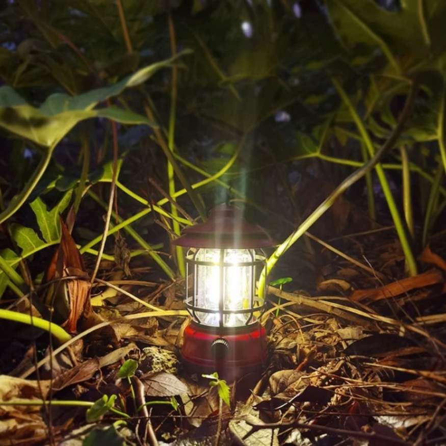 Oplaadbare LED-stormlantaarn vintage met dimbare verlichting camping buiten nostalgie tent lantaarn sfeer | Sulvida