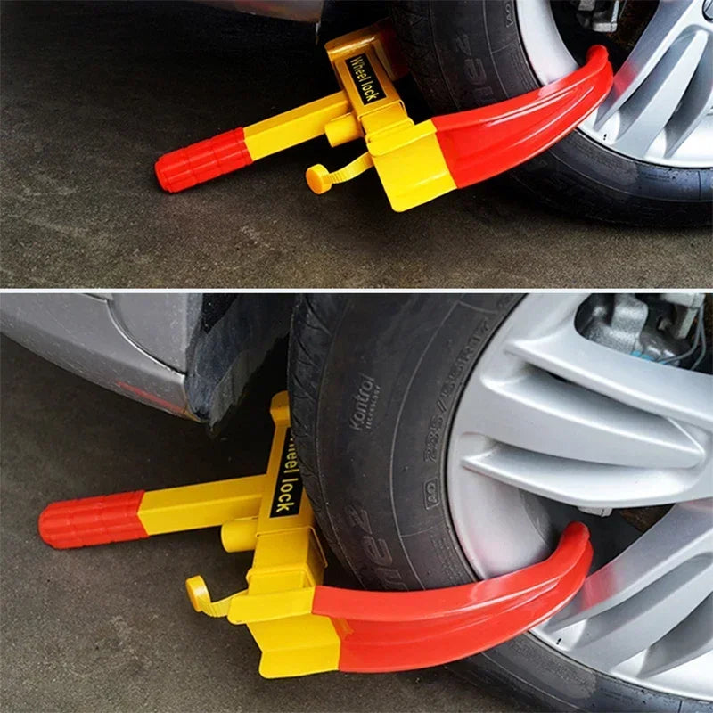 Antivol universel pour roue, acier robuste, résistant aux intempéries, réglable jusqu’à 280mm de largeur de roue | Sulvida
