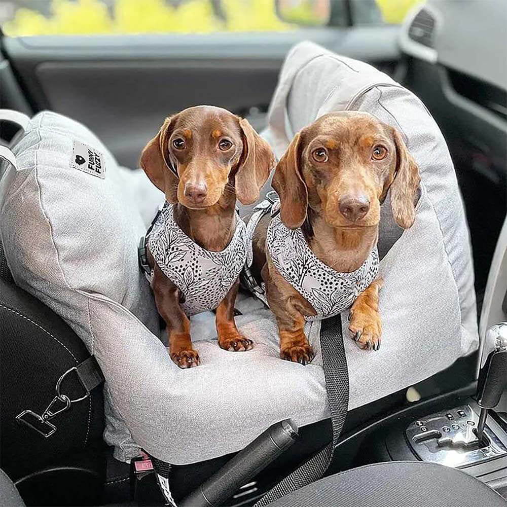 Autostoel voor Honden met Veiligheidsgordel Zacht Reiskussen Wasbare Hoes Comfort Thuis en Onderweg Bescherming | Sulvida