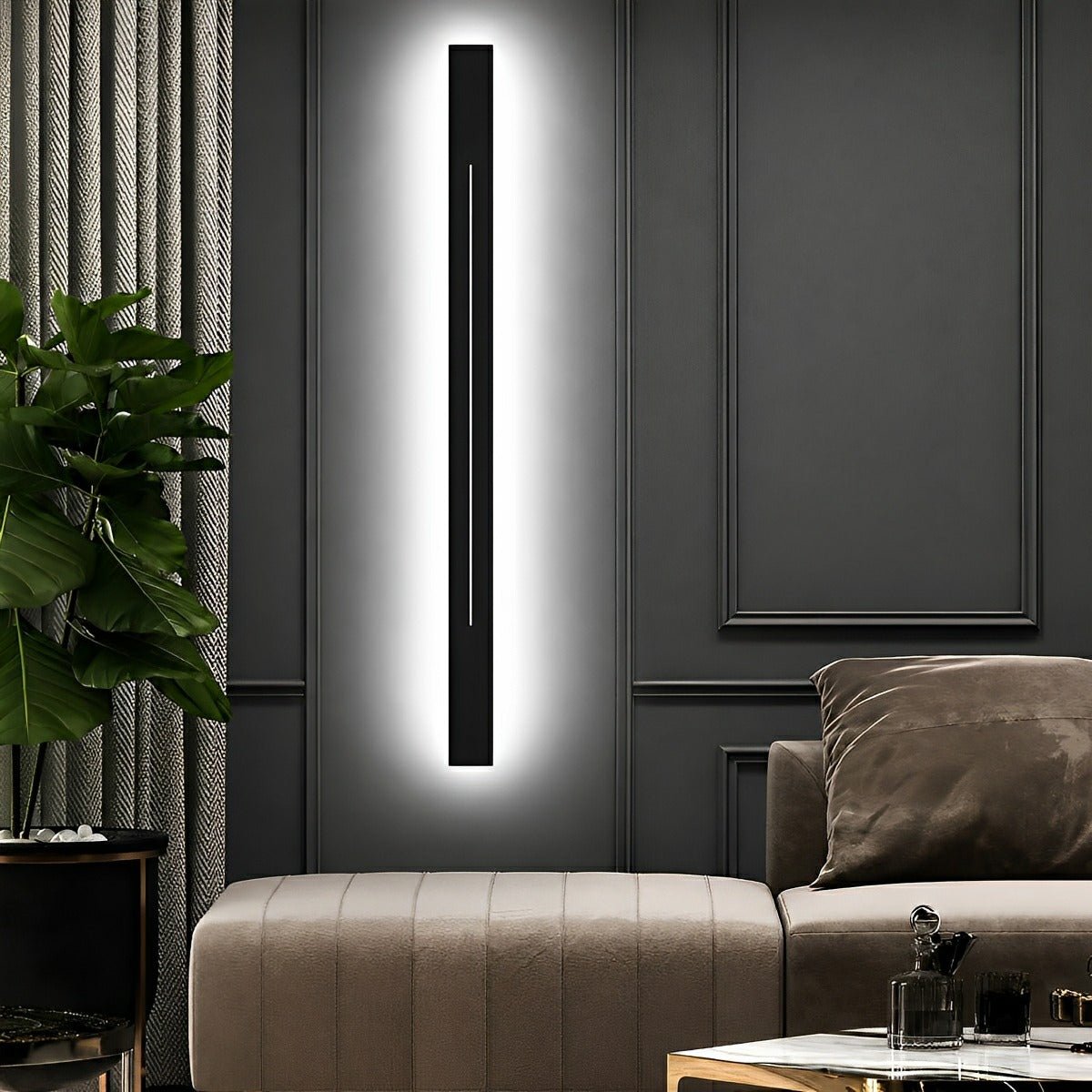 Minimalistische LED-wandlamp stijlvol smal design goud zwart dimbaar modern interieur woonkamer slaapkamer | Sulvida